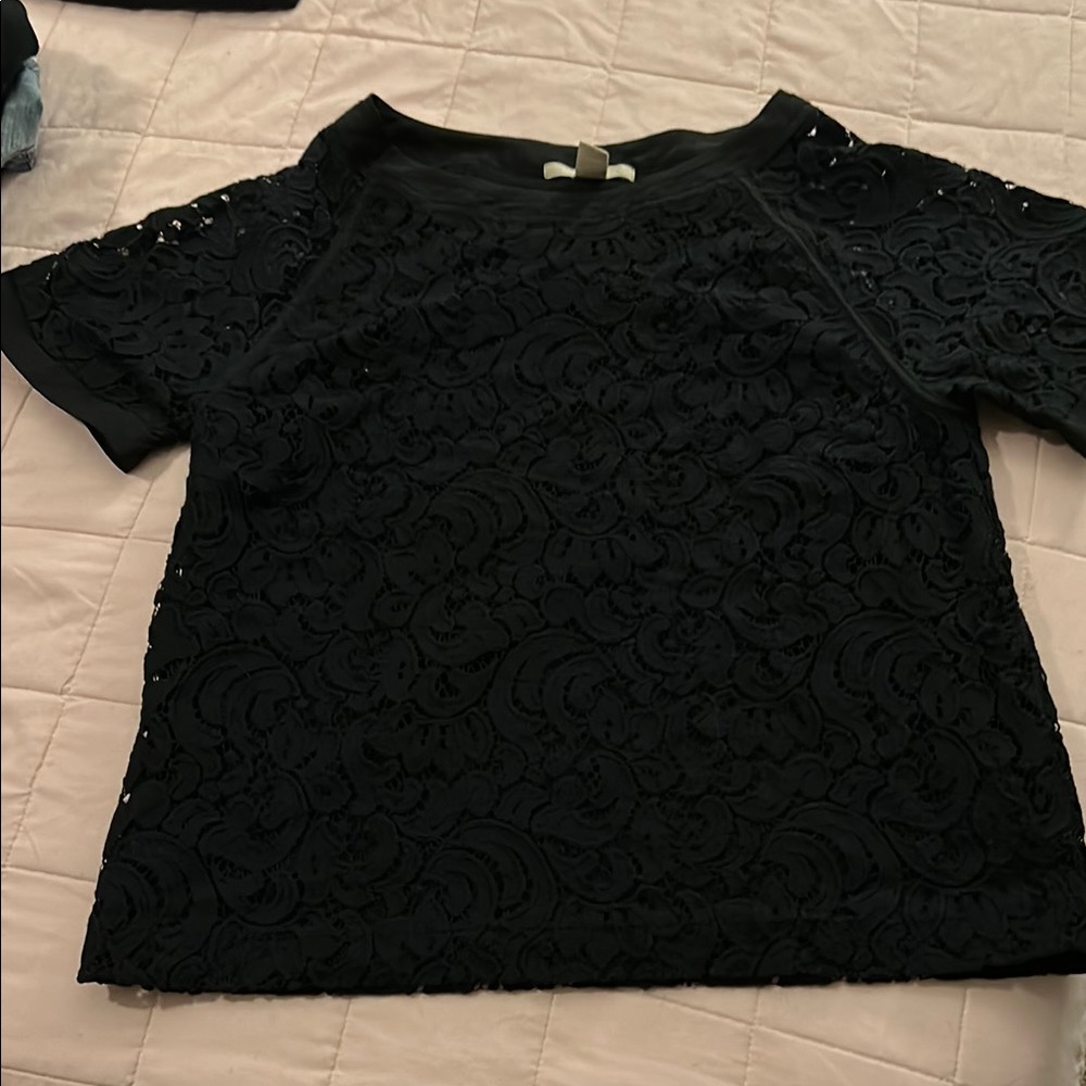 Banana Republic Black Boxy Embellished Blouse